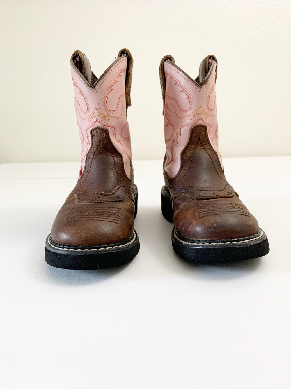 Justin Toddler "Gypsy" Pink Brown Leather Western Boots ~ 9 - Picture 4 of 8